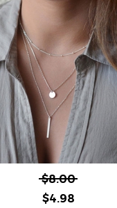 Round Geometric Pattern Alloy Detail Silver Necklace