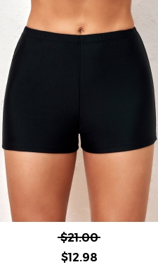 ROTITA Mid Waisted Black Elastic Detail Swimwear Shorts