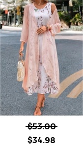 ROTITA Two Piece Floral Print Pink Maxi Dress and Cardigan