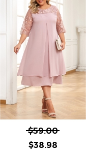 Plus Size Embroidery Light Pink A Line Dress