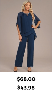 ROTITA Layered Navy Long Round Neck Jumpsuit
