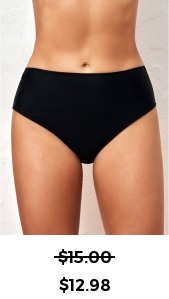 ROTITA Black Mid Waist Bikini Bottom for Women