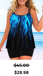 ROTITA Plus Size Double Straps Black Ombre Tankini Top