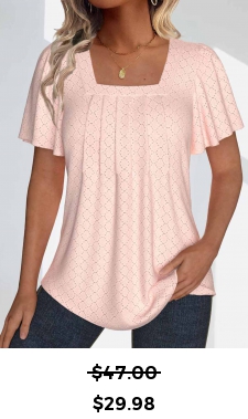 ROTITA Textured Fabric Dusty Pink Square Neck T Shirt