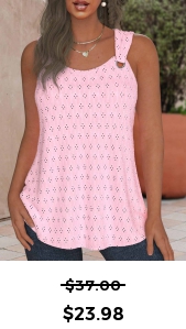 ROTITA Textured Fabric Pink Scoop Neck Tank Top