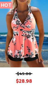 ROTITA Criss Cross Coral Floral Print Tankini Top