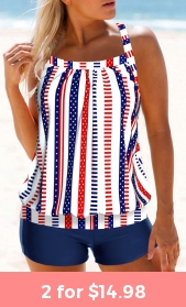 ROTITA Criss Cross Multi Color Geometric Print Tankini Top