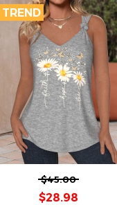 ROTITA Twist Daisy Print Light Grey Marl Sleeveless Tank Top