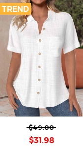 ROTITA Pocket Button Up White Short Sleeve Shirt