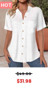 ROTITA Pocket Button Up White Short Sleeve Shirt