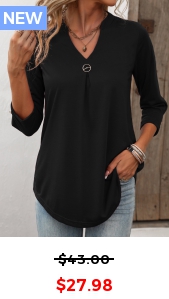 Circular Ring Black Split Neck T Shirt