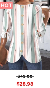 ROTITA Drawstring Striped White Round Neck Half Sleeve Blouse