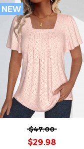 ROTITA Textured Fabric Dusty Pink Square Neck T Shirt