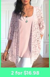 ROTITA Lace Light Pink Scoop Neck Tank Top and Cardigan