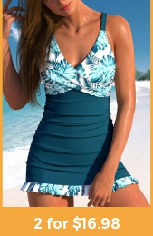 ROTITA Criss Cross Peacock Blue One Piece Swimwear