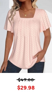ROTITA Textured Fabric Dusty Pink Square Neck T Shirt