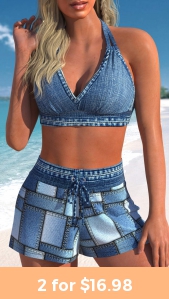 ROTITA Plus Size High Waisted Tie Bikini Set