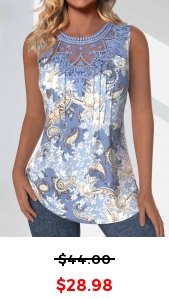 ROTITA Tuck Stitch Paisley Print Dusty Blue Sleeveless Tank Top