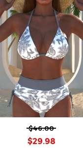 ROTITA Patchwork Grey Tribal Print Bikini Set