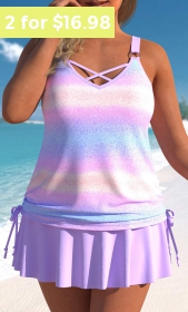 ROTITA Plus Size Criss Cross Ombre Tankini Top