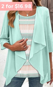 ROTITA Plus Size Fake 2in1 Mint Green Blouse