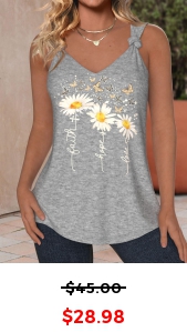 ROTITA Twist Daisy Print Light Grey Marl Sleeveless Tank Top