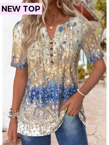 ROTITA Tuck Stitch Multi Color Short Sleeve T Shirt