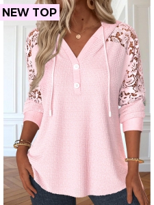 ROTITA Lace Light Pink Long Sleeve Hoodie