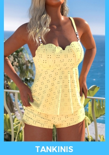 ROTITA Jacquard Detail Bandeau Yellow Tankini Set