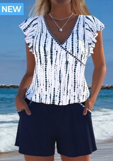 ROTITA Navy Tie Dye Print One Piece Swimwear