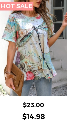 Dragonfly Print Short Sleeve Green T Shirt